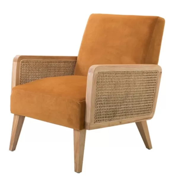 Accent Chairs-Kirkland's Home Rattan Accent Chair Yellow