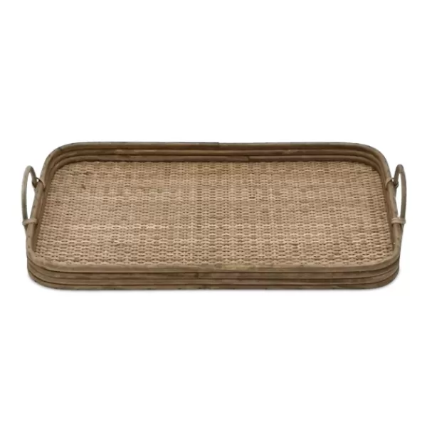 Decorative Trays-Kirkland's Home Rattan And Wood Decorative Trays, Set Of 2 Brown