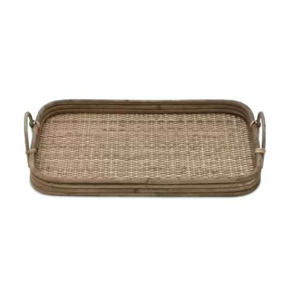 Decorative Trays-Kirkland's Home Rattan And Wood Decorative Trays, Set Of 2 Brown