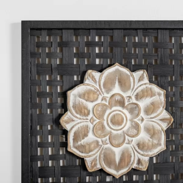 Wall Plaques-Kirkland's Home Rattan Medallion Wall I Plaque Black