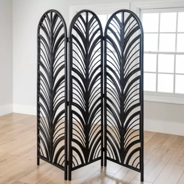 Decorative Accents-Kirkland's Home Rattan Open Arches Room Divider Black