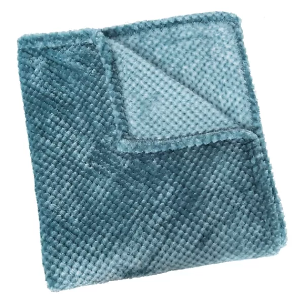 Blankets & Throws-Kirkland's Home Real Teal Heavenly Plush Bubble Throw Blue