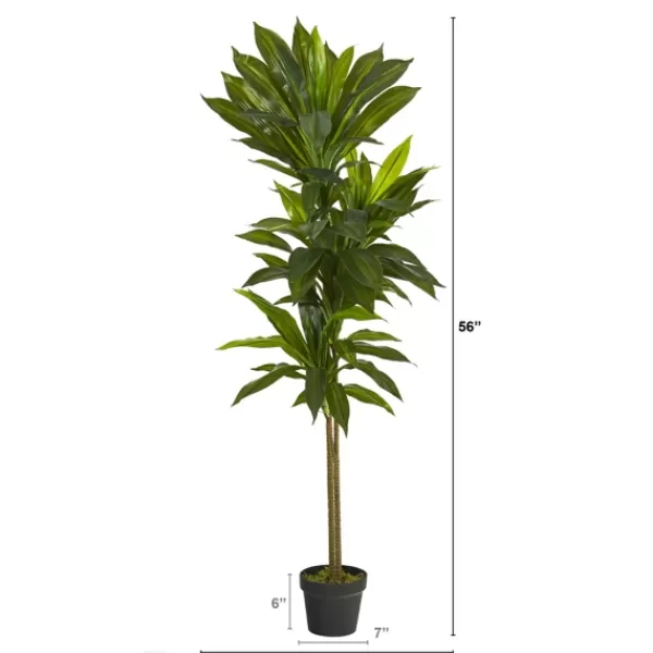 Trees & Topiaries-Kirkland's Home Real Touch Dracaena Tree In Black Planter