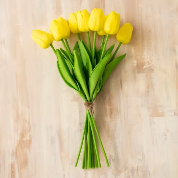 Stems & Bouquets-Kirkland's Home Real Touch Tulip Bouquet Yellow