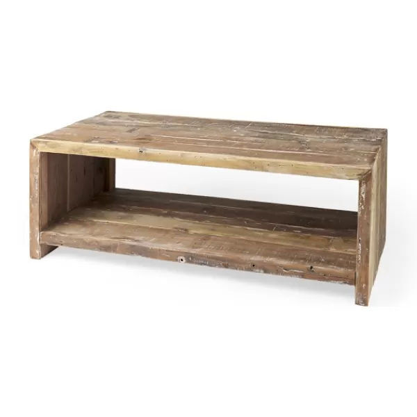 Coffee Tables-Kirkland's Home Reclaimed Natural Wood Distressed Coffee Table