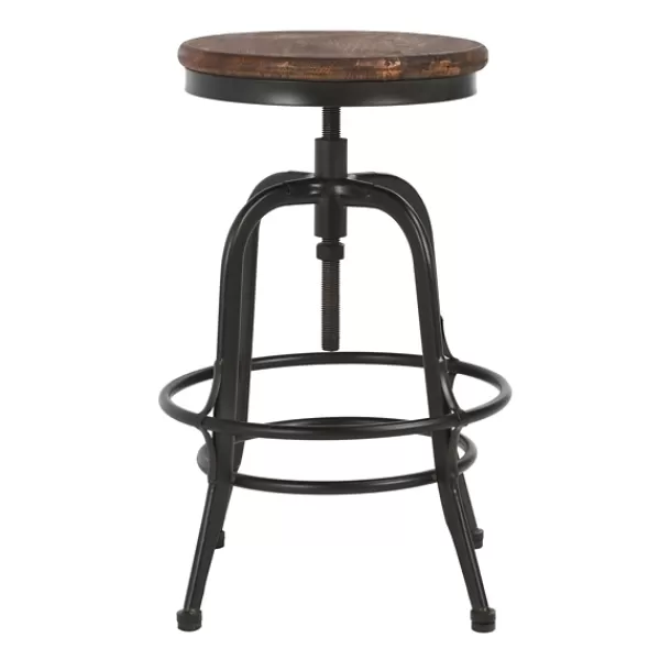 Bar Stools & Counter Height Stools-Kirkland's Home Reclaimed Pine Wood Adjustable Counter Stool Black/Brown