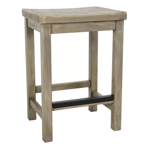 Bar Stools & Counter Height Stools-Kirkland's Home Reclaimed Pine Wood Counter Stool Gray