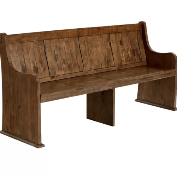 Dining Chairs-Kirkland's Home Reclaimed Pine Wood High Back Pew Dining Bench Brown