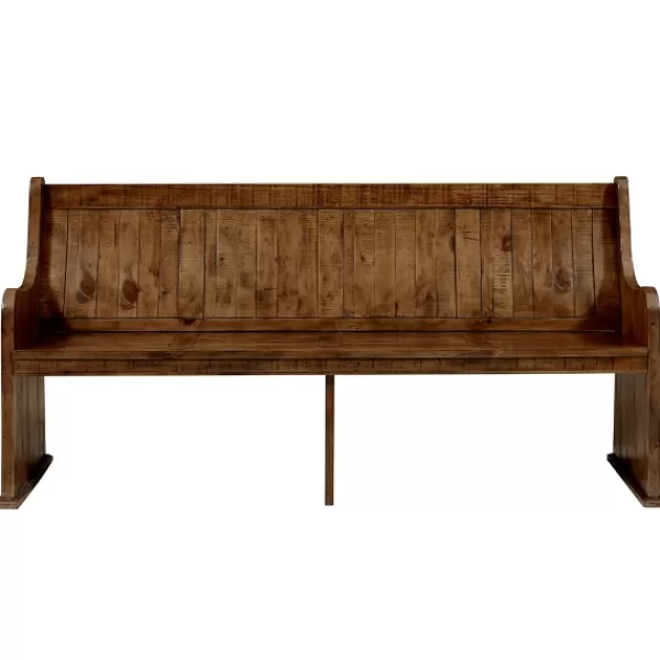 Dining Chairs-Kirkland's Home Reclaimed Pine Wood High Back Pew Dining Bench Brown