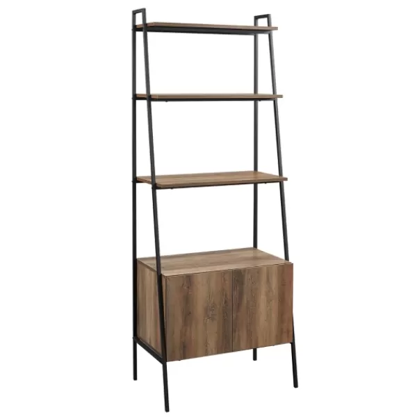 Bookshelves-Kirkland's Home Reclaimed Wood Modern Ladder Bookcase With Cabinet