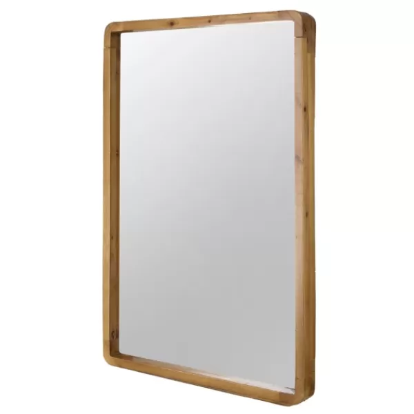 Decorative Mirrors-Kirkland's Home Rectangle Light Brown Wood Wall Mirror