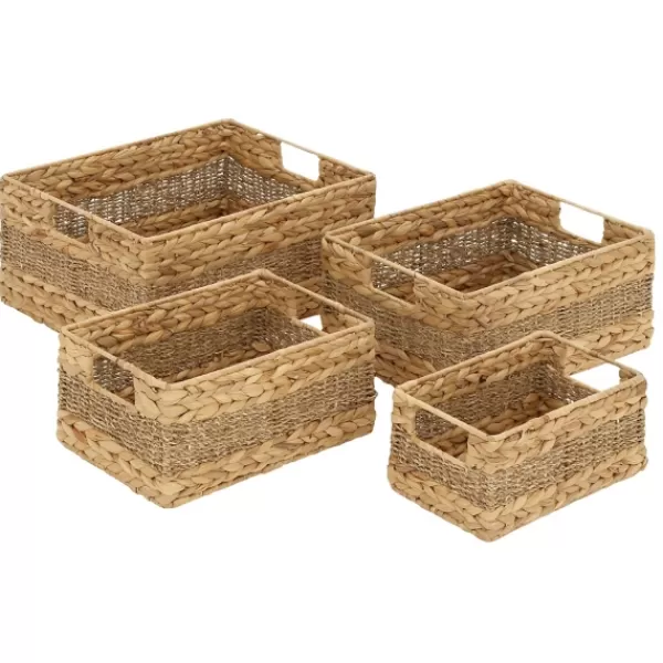 Baskets & Boxes-Kirkland's Home Rectangular Baskets With Metal Handles, Set Of 4 Brown