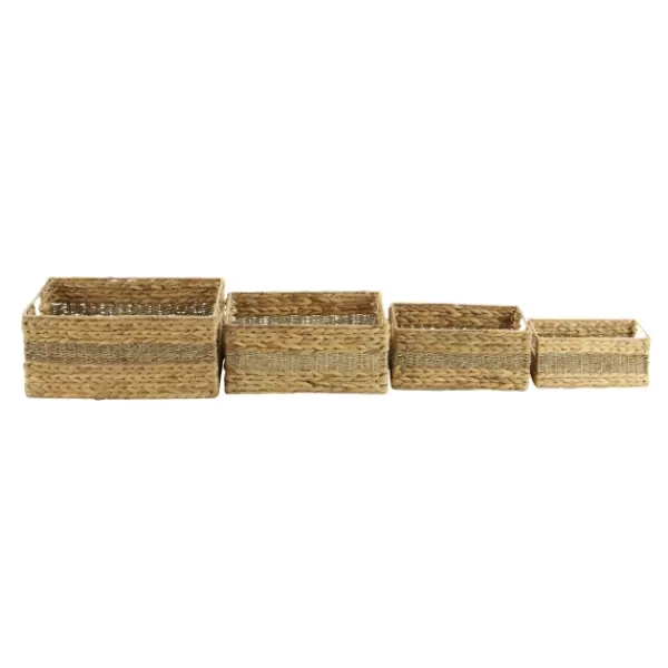 Baskets & Boxes-Kirkland's Home Rectangular Baskets With Metal Handles, Set Of 4 Brown