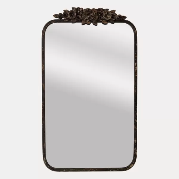 Decorative Mirrors-Kirkland's Home Rectangular Metal Flower Crest Wall Mirror