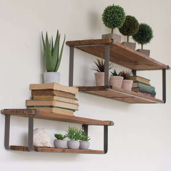 Shelves-Kirkland's Home Recycled Wood And Metal Shelves, Set Of 2