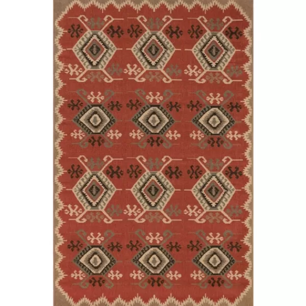 Outdoor Rugs-Kirkland's Home Red Bali Medallion Indoor/Outdoor Area Rug, 4X7 Multi/Red