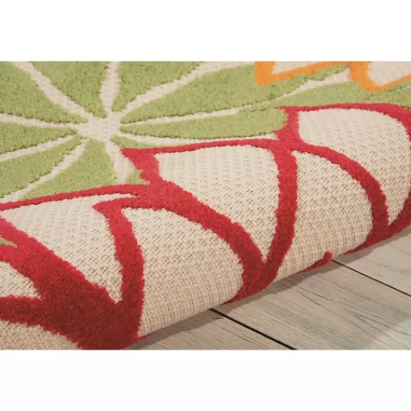 Outdoor Rugs-Kirkland's Home Red Bright Floral Burst Outdoor Area Rug, 5X7 Red/Blue/Orange