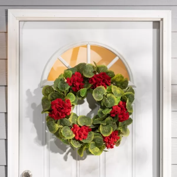 Wreaths-Kirkland's Home Red Geranium Twig Wreath Red/Green