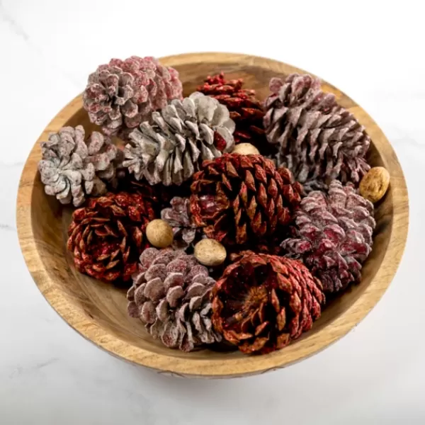 Home Fragrance-Kirkland's Home Red Glitter Cinnamon Pinecones Potpourri Red/White