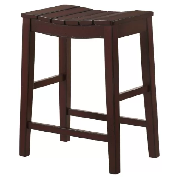 Bar Stools & Counter Height Stools-Kirkland's Home Red Mahogany Saddle Seat Counter Stools, Set Of 2 Brown