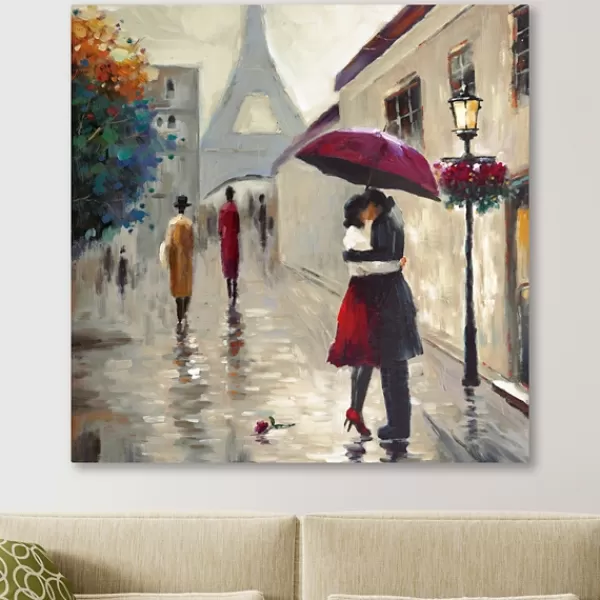 Canvas Art-Kirkland's Home Red Umbrella Couple Giclee Canvas Art Print Multi