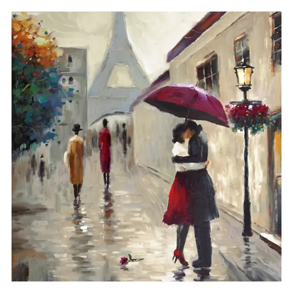 Canvas Art-Kirkland's Home Red Umbrella Couple Giclee Canvas Art Print Multi