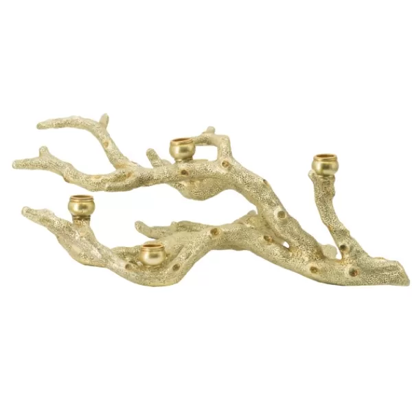 Candle Holders-Kirkland's Home Resin Coral Candle Holder Gold