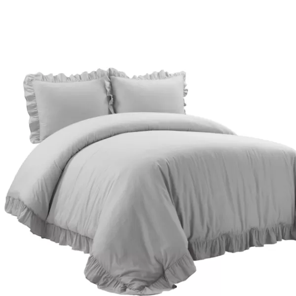 Duvets-Kirkland's Home Reyna Ruffle 3-Pc. King Duvet Set Gray