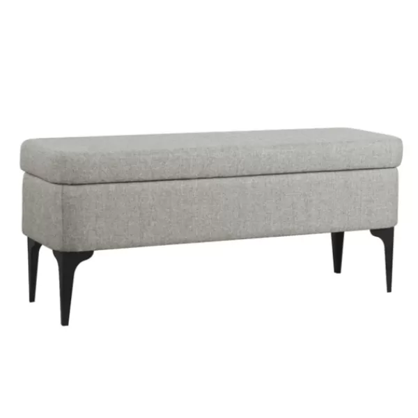 Benches & Ottomans-Kirkland's Home Ricardo Woven Storage Bench Gray