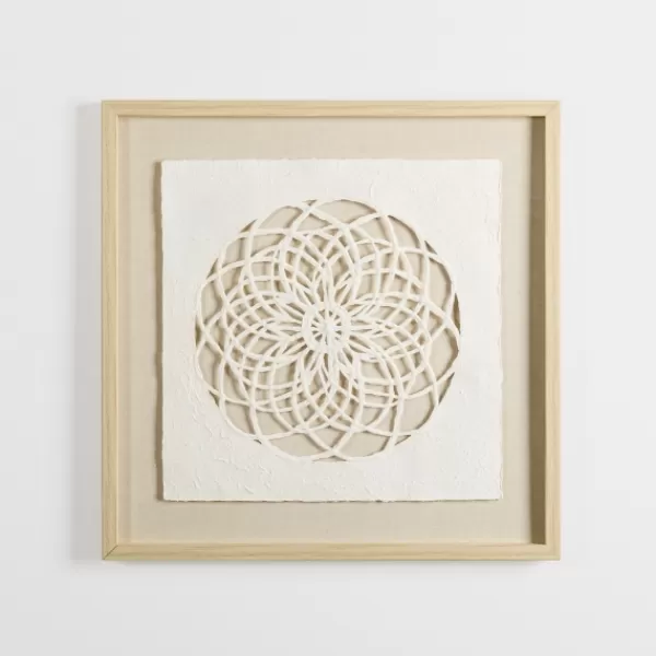 Wall Plaques-Kirkland's Home Rice Paper & Natural Linen Cutout Wall Plaque Ivory/Tan