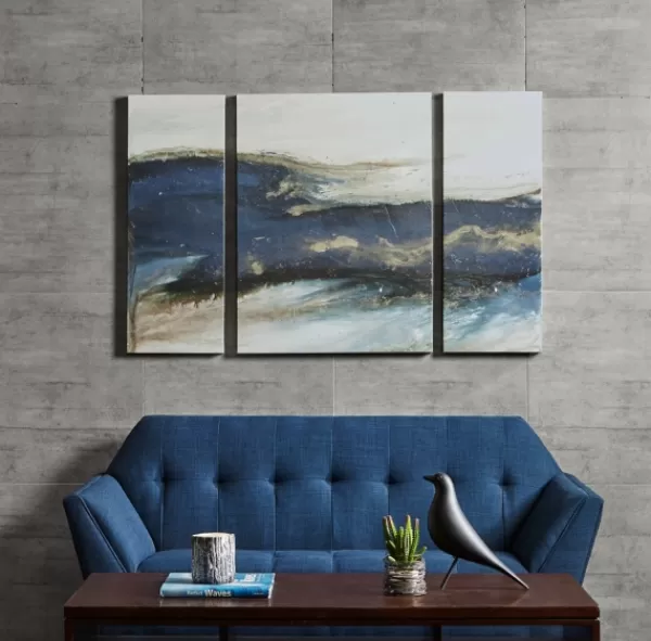 Canvas Art-Kirkland's Home Rolling Waves Blur Canvas Art Prints, Set Of 3 Blue/White/Brown