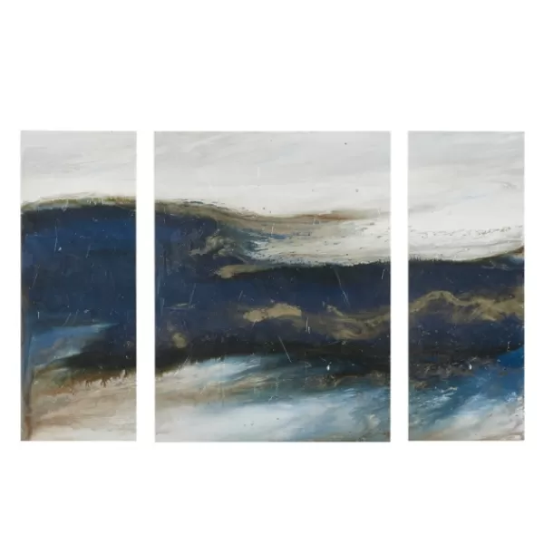 Canvas Art-Kirkland's Home Rolling Waves Blur Canvas Art Prints, Set Of 3 Blue/White/Brown