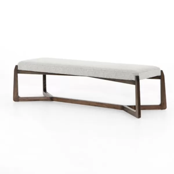 Benches & Ottomans-Kirkland's Home Roscoe Brunswick Pebble Upholstered Bench Gray