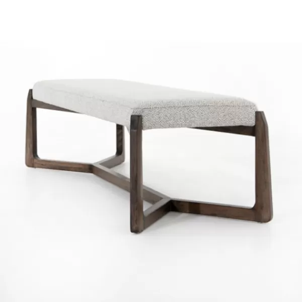 Benches & Ottomans-Kirkland's Home Roscoe Brunswick Pebble Upholstered Bench Gray