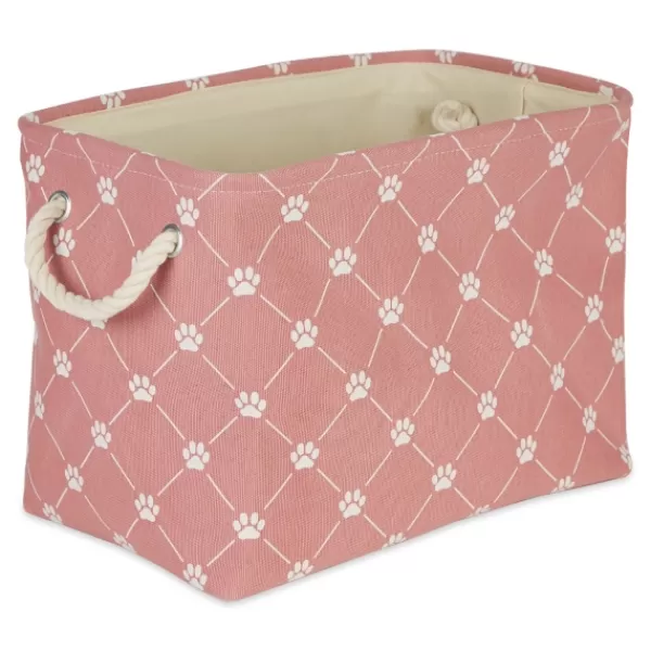 Baskets & Boxes-Kirkland's Home Rose Paw Trellis Rectangle Basket, 17.5 In. Pink