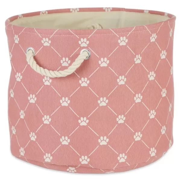 Baskets & Boxes-Kirkland's Home Rose Paw Trellis Round Basket, 15 In. Pink