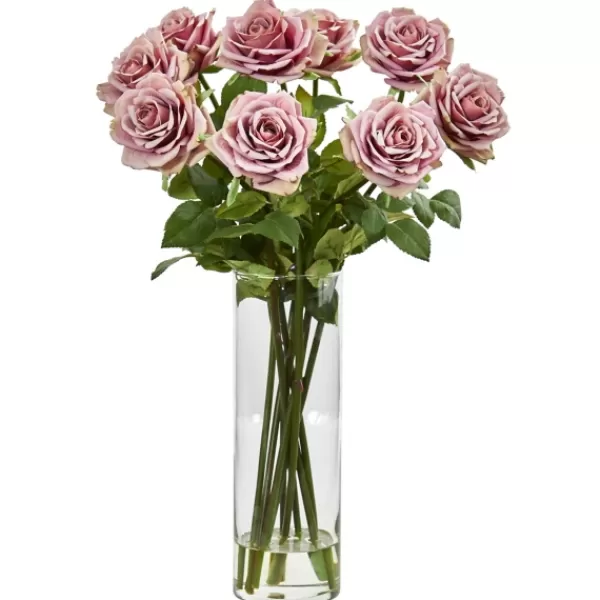 Arrangements & Greenery-Kirkland's Home Roses In Cylinder Vase Floral Arrangement Pink