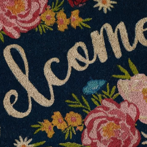 Doormats-Kirkland's Home Roses Welcome Doormat Blue/Multi