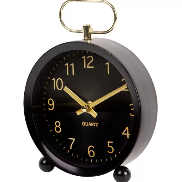 Decorative Accents-Kirkland's Home Round And Gold Tabletop Clock Black