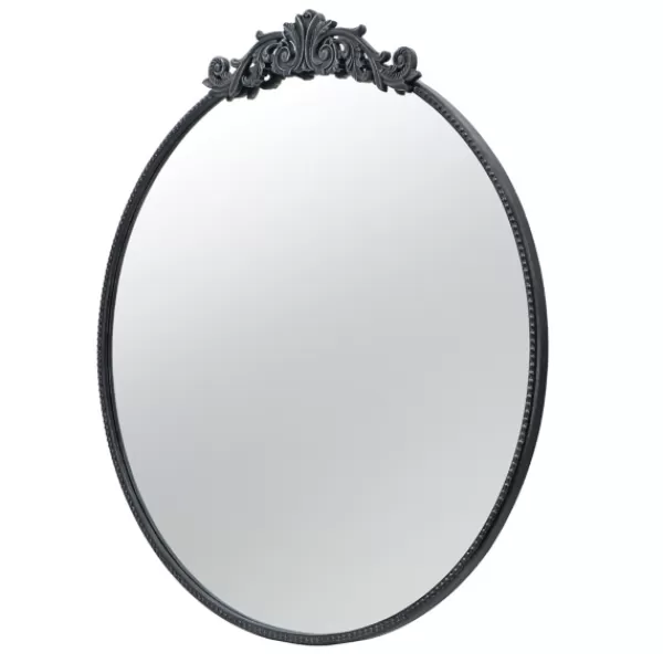 Decorative Mirrors-Kirkland's Home Round Antique Floral Scroll Mirror, 39 In. Black