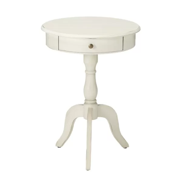 Accent & End Tables-Kirkland's Home Round Antique Pedestal Accent Table White