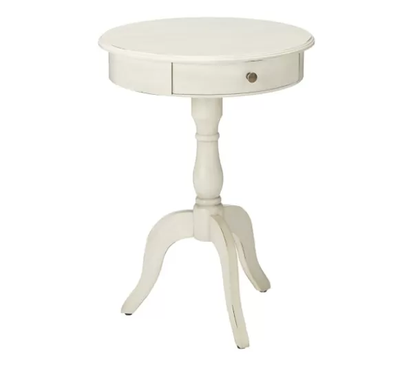 Accent & End Tables-Kirkland's Home Round Antique Pedestal Accent Table White