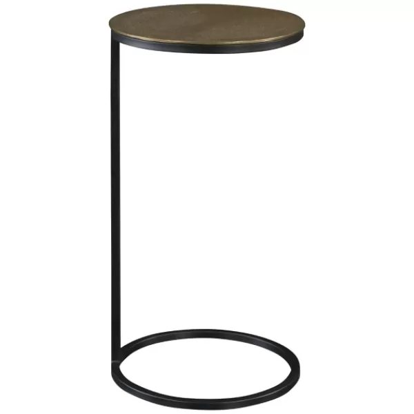 Accent & End Tables-Kirkland's Home Round Black And Gold Metal C-Table Black/Gold