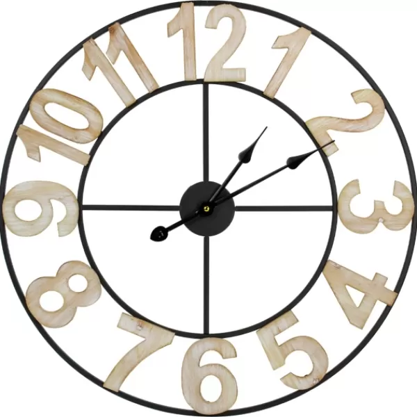 Clocks-Kirkland's Home Round Black Metal Open Face Wall Clock