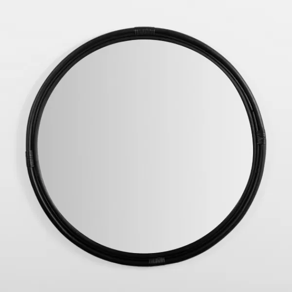 Decorative Mirrors-Kirkland's Home Round Black Rattan Wall Mirror