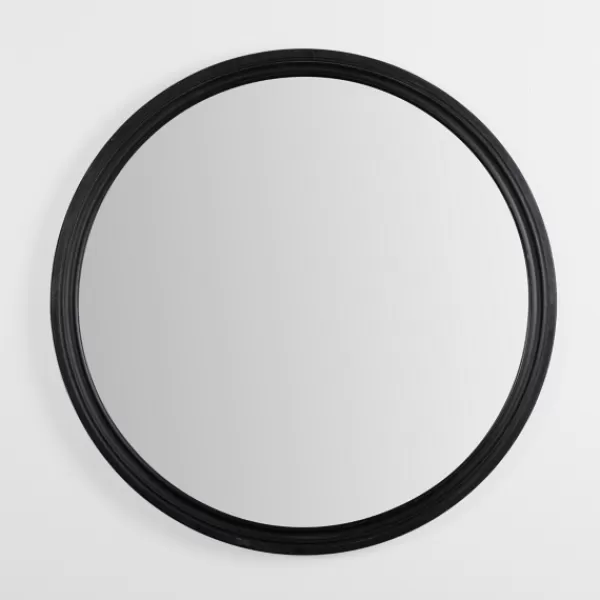 Decorative Mirrors-Kirkland's Home Round Black Wood Ridged Mirror