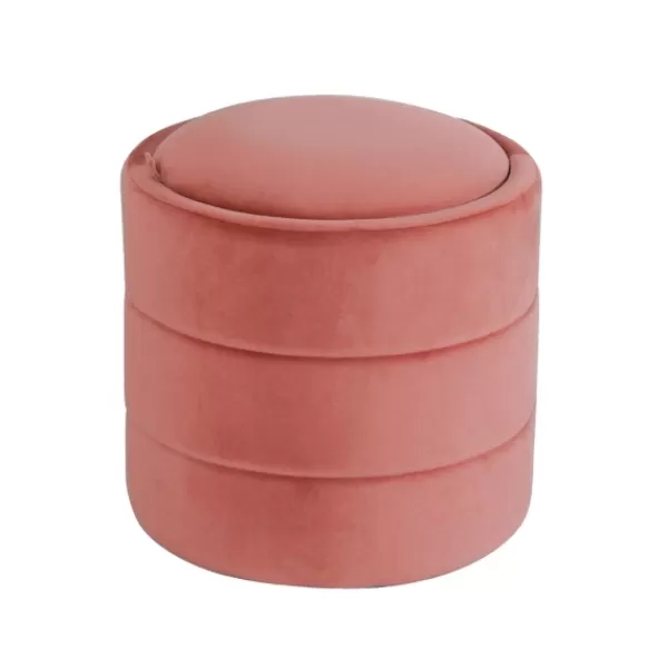 Benches & Ottomans-Kirkland's Home Round Blush Velvet Storage Ottoman Pink