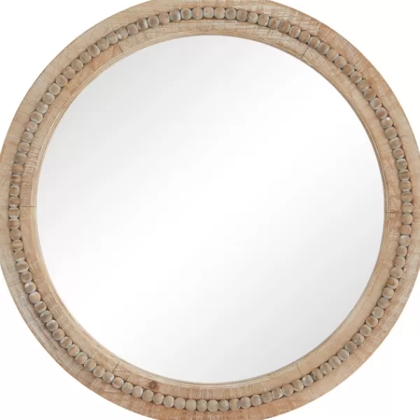 Decorative Mirrors-Kirkland's Home Round Distressed Beaded Wall Mirror, 28 In.