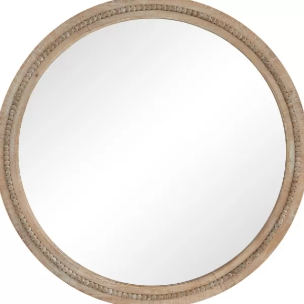 Decorative Mirrors-Kirkland's Home Round Distressed Beaded Wall Mirror, 44 In.