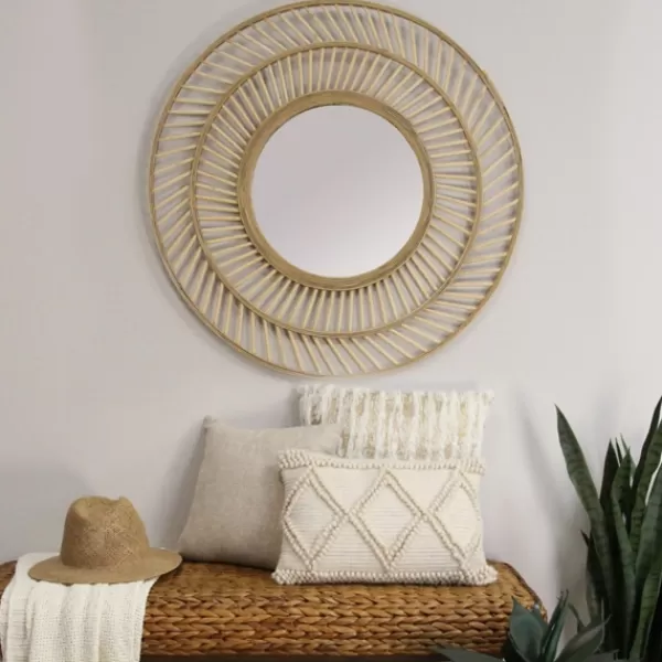 Decorative Mirrors-Kirkland's Home Round Double Frame Rattan Mirror